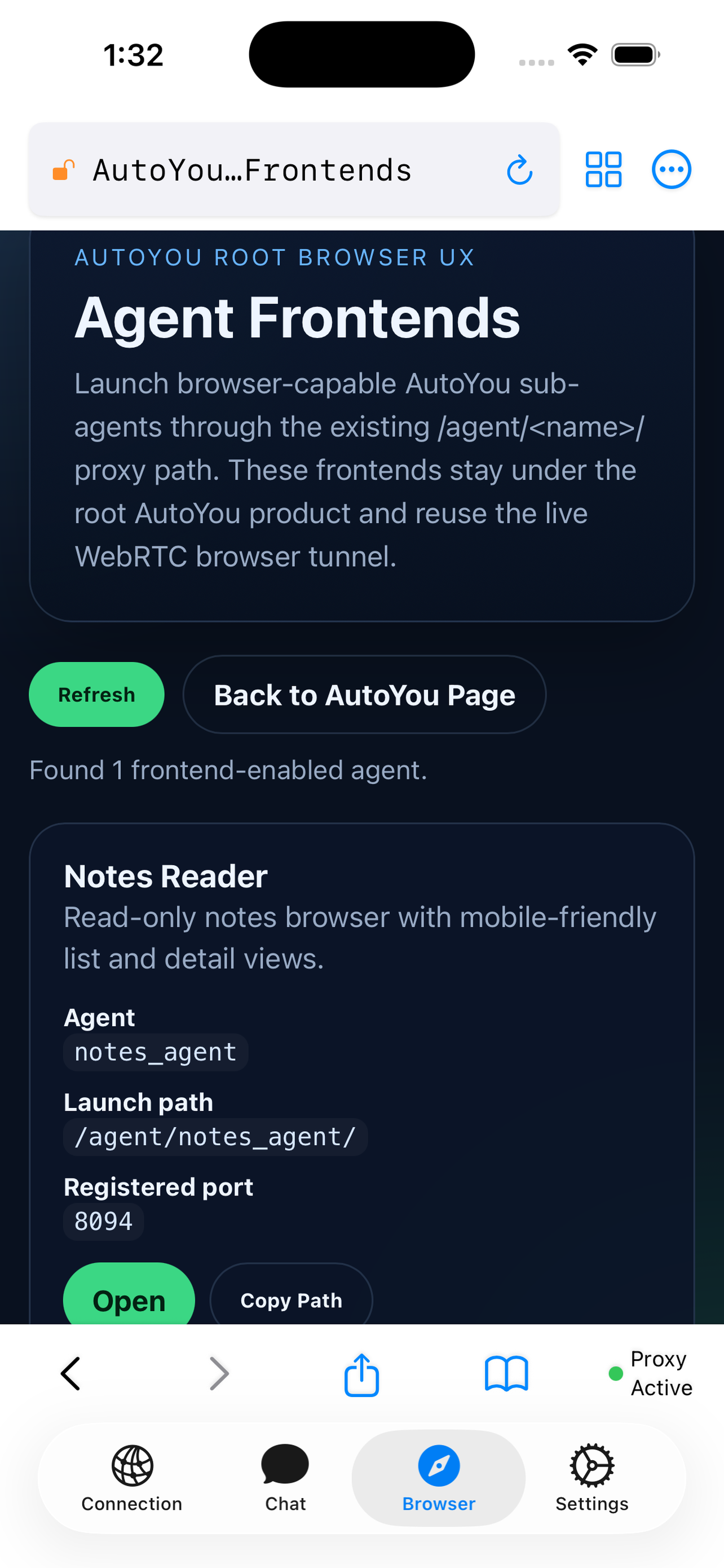 AutoYou agent frontends screen